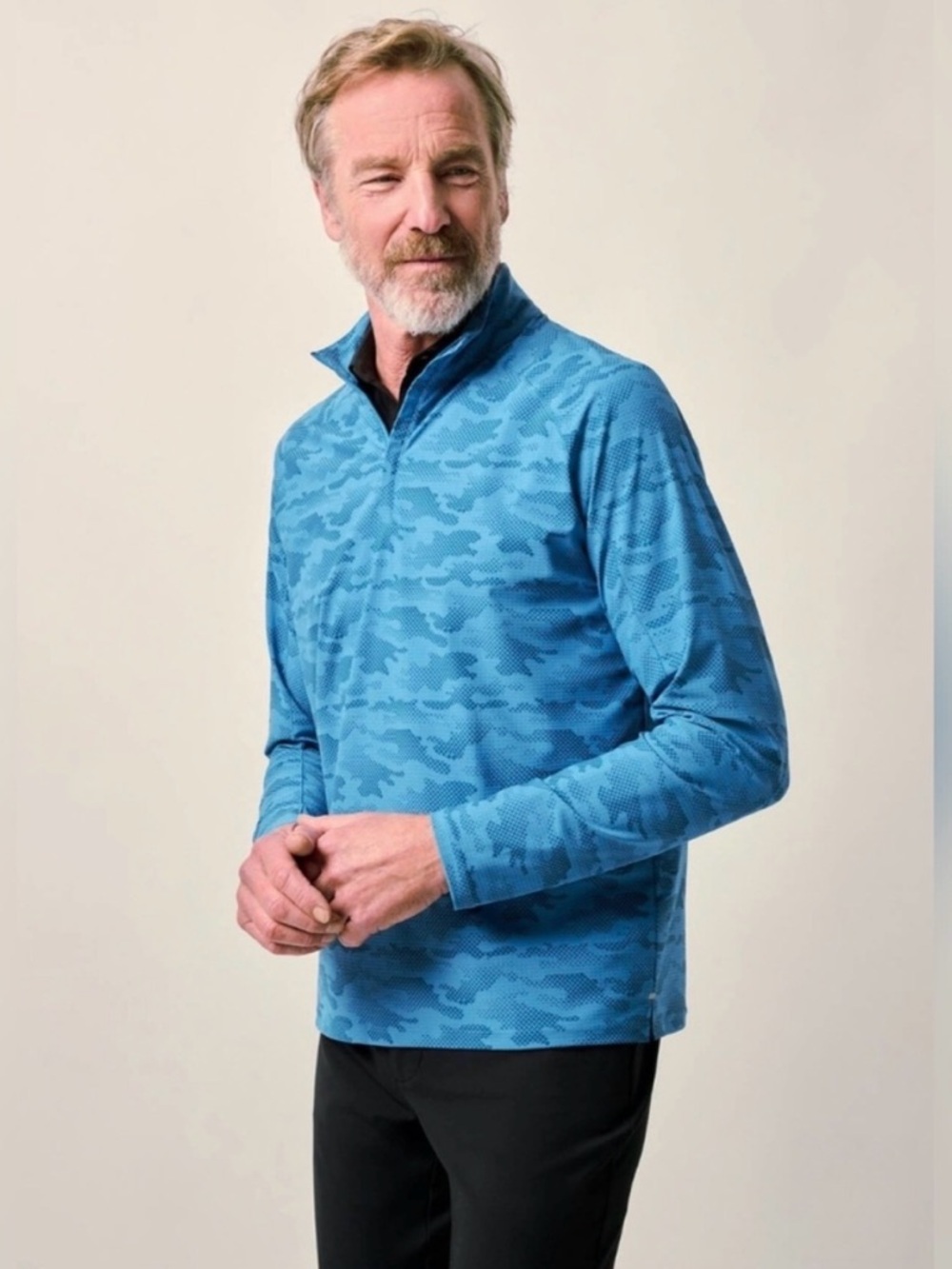 NWT Johnnie O Men's Blue Camo Quarter-Zip Performance Pullover Talbert Size M L